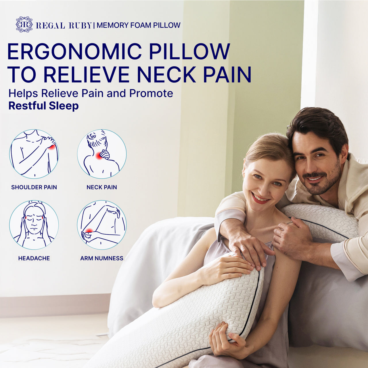 Regal Ruby Gel Memory Foam Pillow - Bed Pillows with Viscose Made from Bamboo Pillow Cover, Cooling