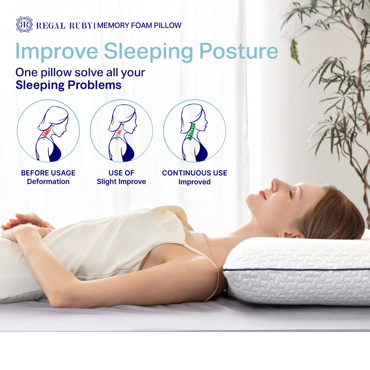 Regal Ruby Gel Memory Foam Pillow - Bed Pillows with Viscose Made from Bamboo Pillow Cover, Cooling